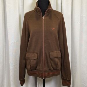 Vintage 70s Speedo Track Jacket Men’s M Brown Zip Up Taiwan ROC